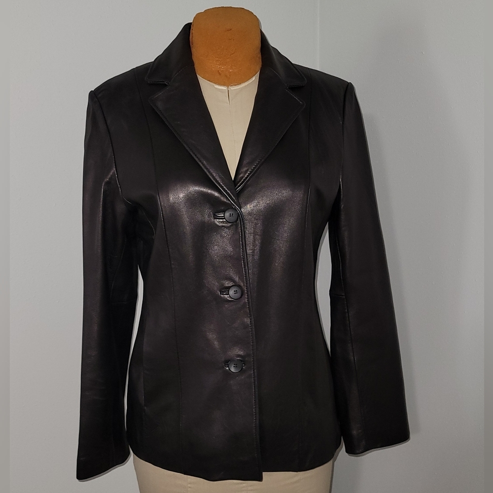 Vintage 80's Sienna dark brown leather blazer  Sz 10